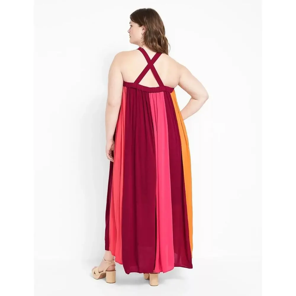 NWT Lane Bryant Halter Colorblock Maxi Dress Size 18/20 - Picture 9 of 9